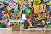 3D Abstract Colorful Graffiti Wall Mural Wallpaper 237- Jess Art Decoration