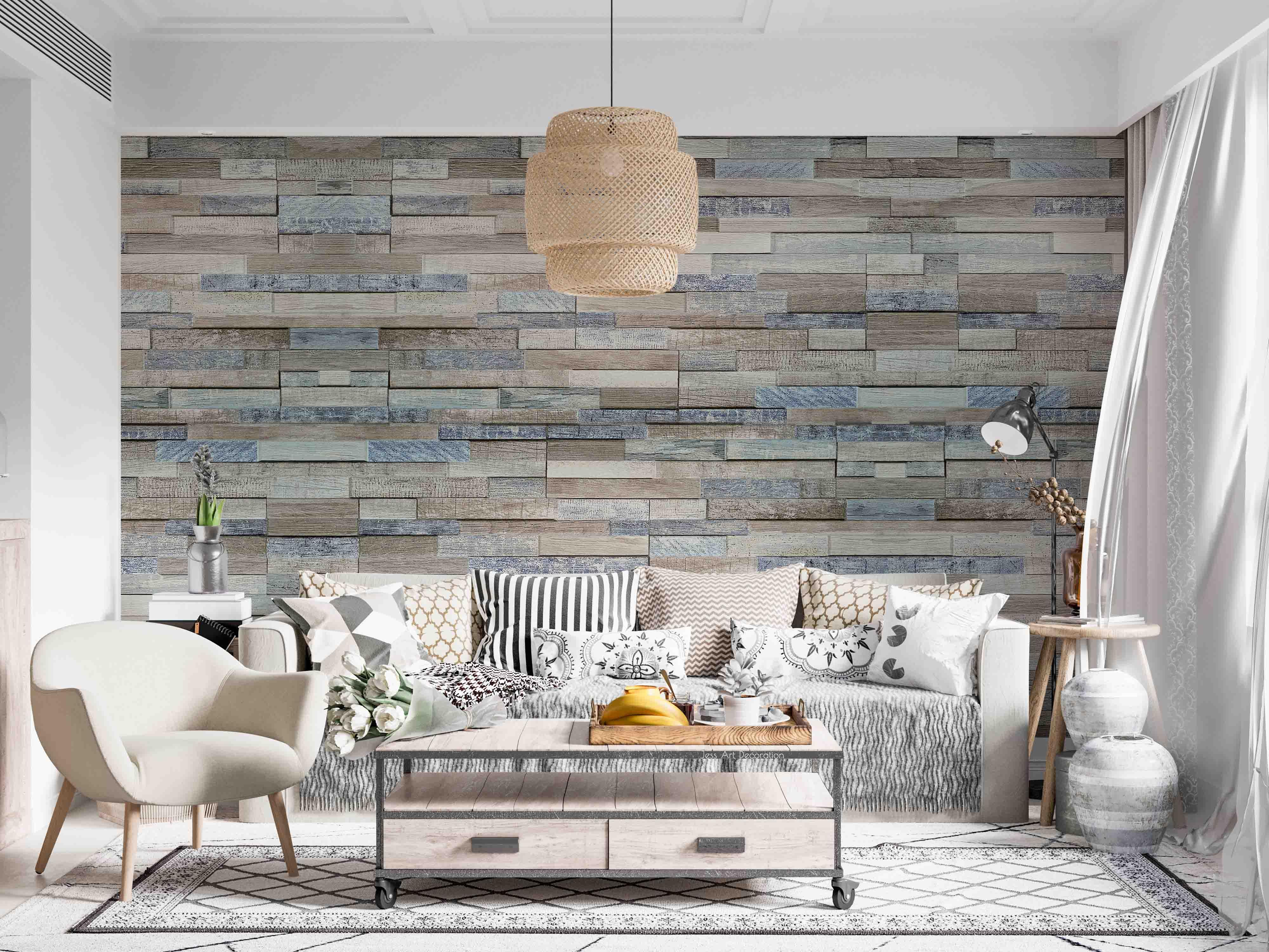 3D Abstract Geometric Wood Strips Background Wall Mural Wallpaper GD 3471- Jess Art Decoration