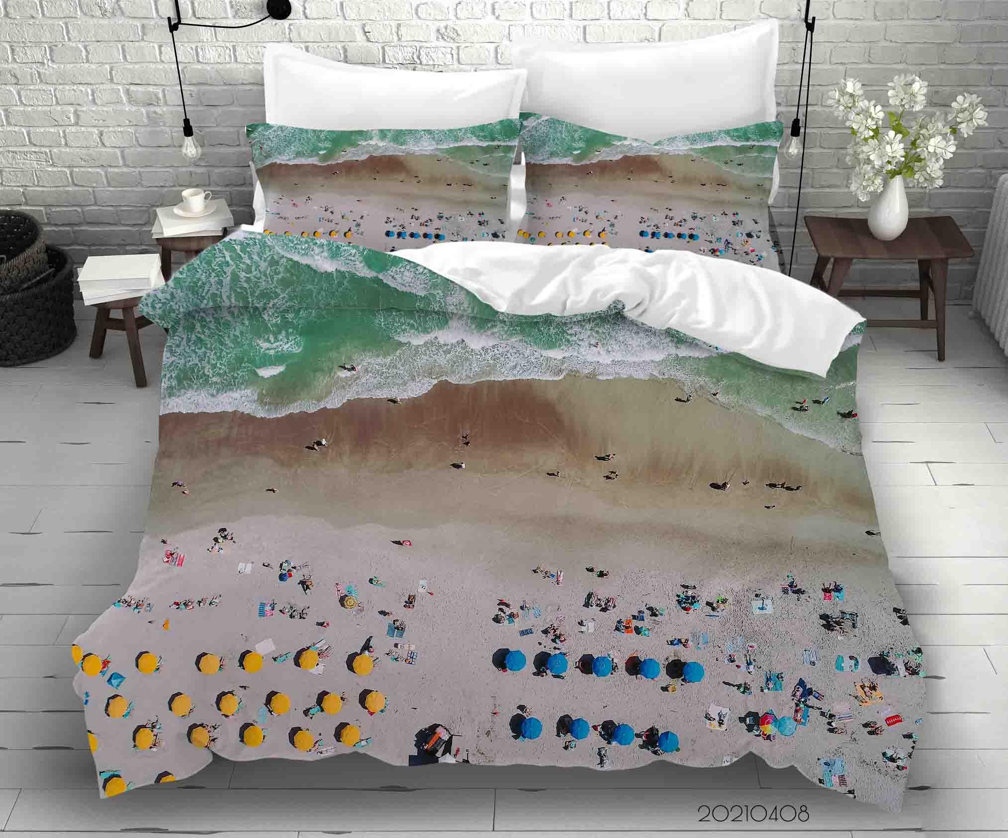 3D Holiday Beach Landscape Quilt Cover Set Bedding Set Duvet Cover Pillowcases 8- Jess Art Decoration