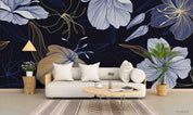 3D Retro Blue Floral Wall Mural Wallpaper A150 LQH- Jess Art Decoration