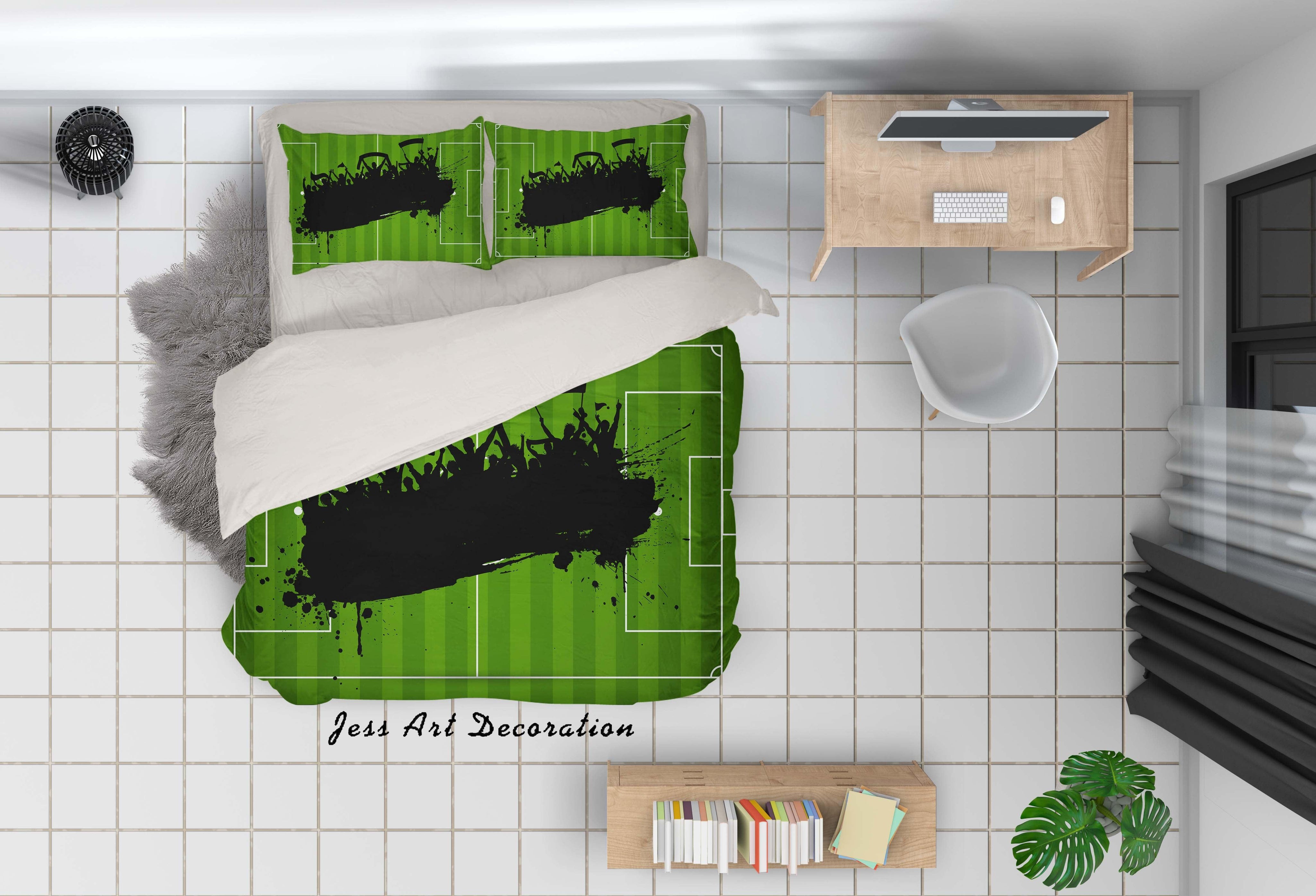 3D Green Football Field Fans Quilt Cover Set Bedding Set Pillowcases 63- Jess Art Decoration