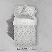 3D Hand Drawn Pink Floral Leaves Quilt Cover Set Bedding Set Duvet Cover Pillowcases 11- Jess Art Decoration