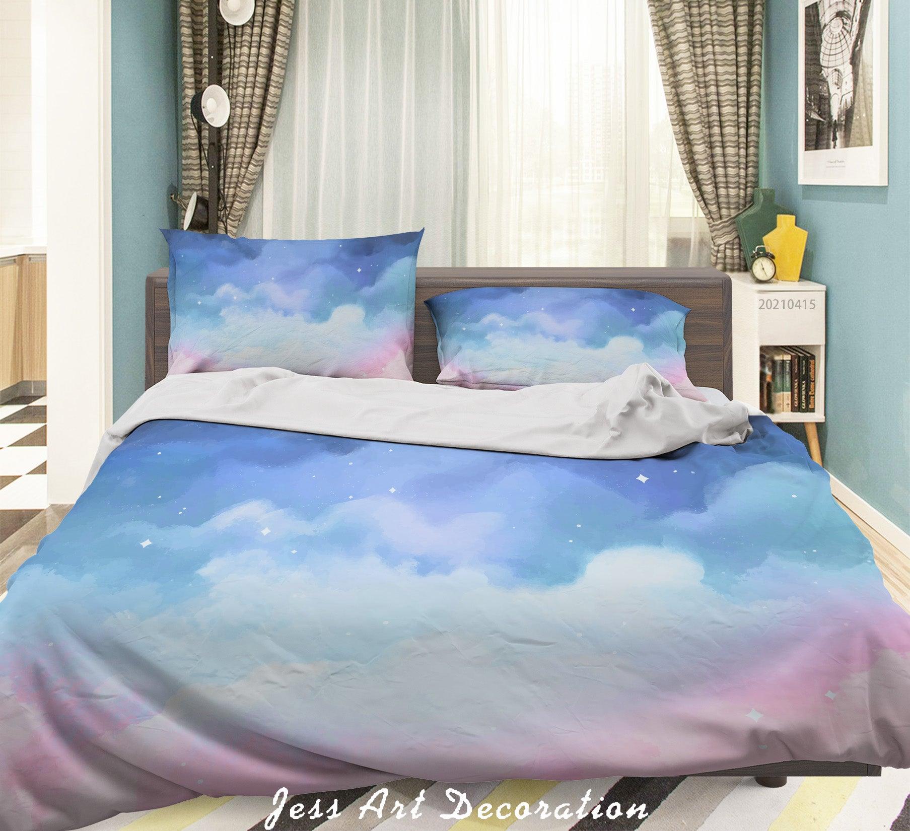 3D Watercolor Blue Cloud Quilt Cover Set Bedding Set Duvet Cover Pillowcases 113- Jess Art Decoration