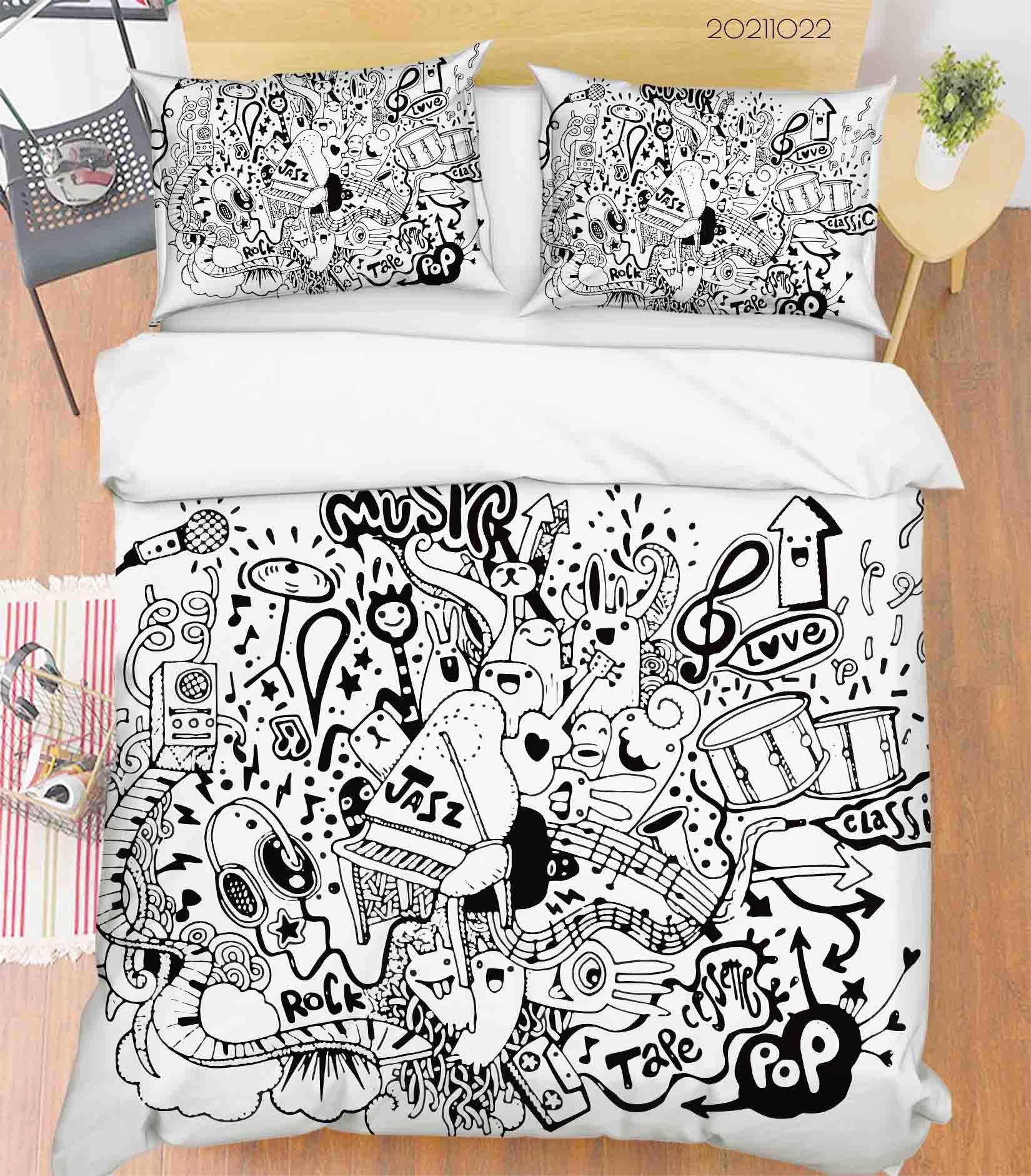 3D Abstract Funny Life Doodle Quilt Cover Set Bedding Set Duvet Cover Pillowcases 56- Jess Art Decoration
