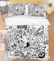 3D Abstract Funny Life Doodle Quilt Cover Set Bedding Set Duvet Cover Pillowcases 56- Jess Art Decoration