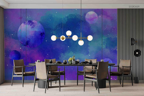 3D Watercolor Space Planet Galaxy Wall Mural Wallpaper LQH 38- Jess Art Decoration