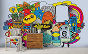 3D Cartoon Graffiti Pencil Books Wall Mural Wallpaper SF21- Jess Art Decoration