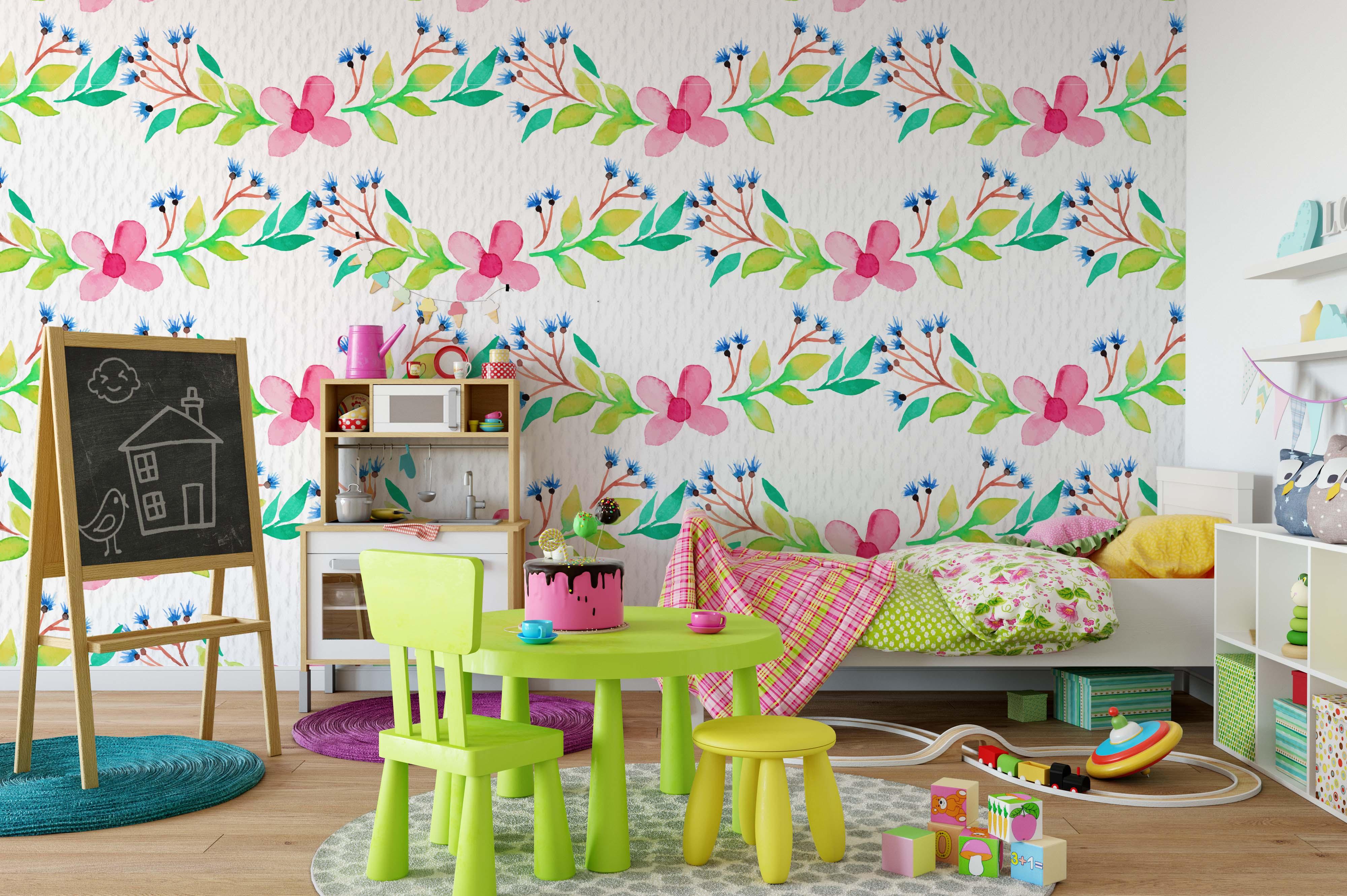 3D Pink Flowers Green Leaves Wall Mural Wallpaper 151- Jess Art Decoration