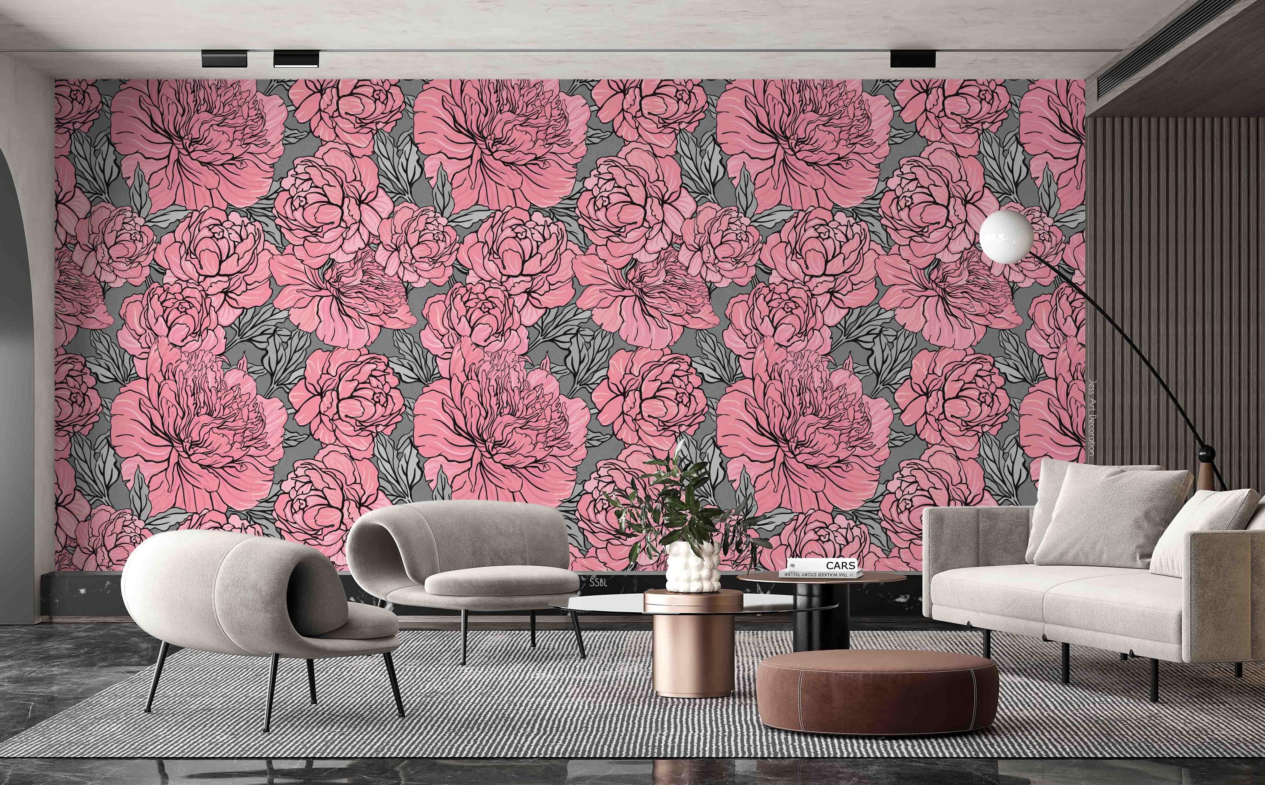 3D Vintage Baroque Art Blooming Peony Pattern Wall Mural Wallpaper GD 3670- Jess Art Decoration