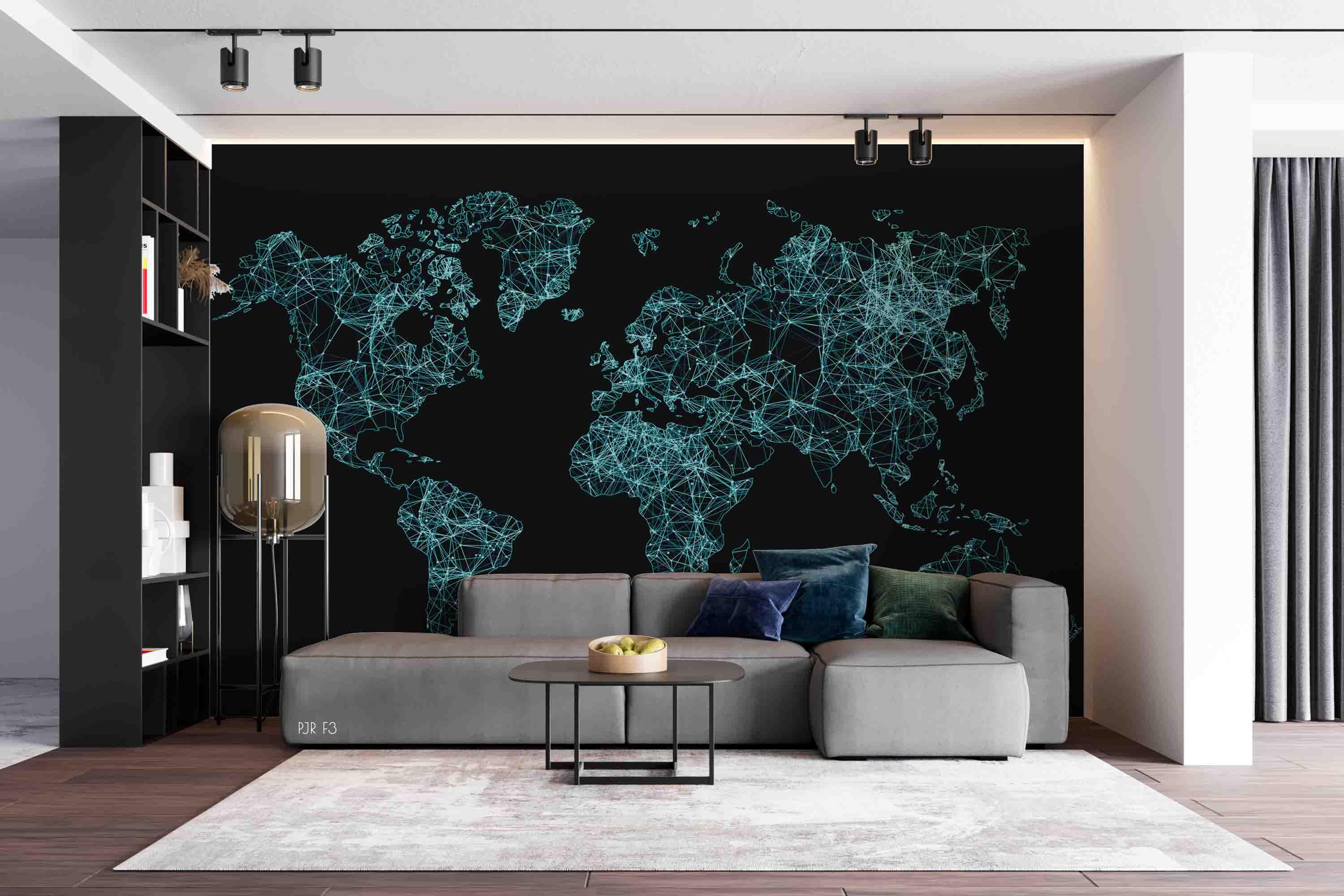 3D Abstract Blue World Map Wall Mural Wallpaper LXL 443- Jess Art Decoration