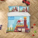 3D Cartoon Fire Department Helicopter Quilt Cover Set Bedding Set Duvet Cover Pillowcases LXL 225- Jess Art Decoration
