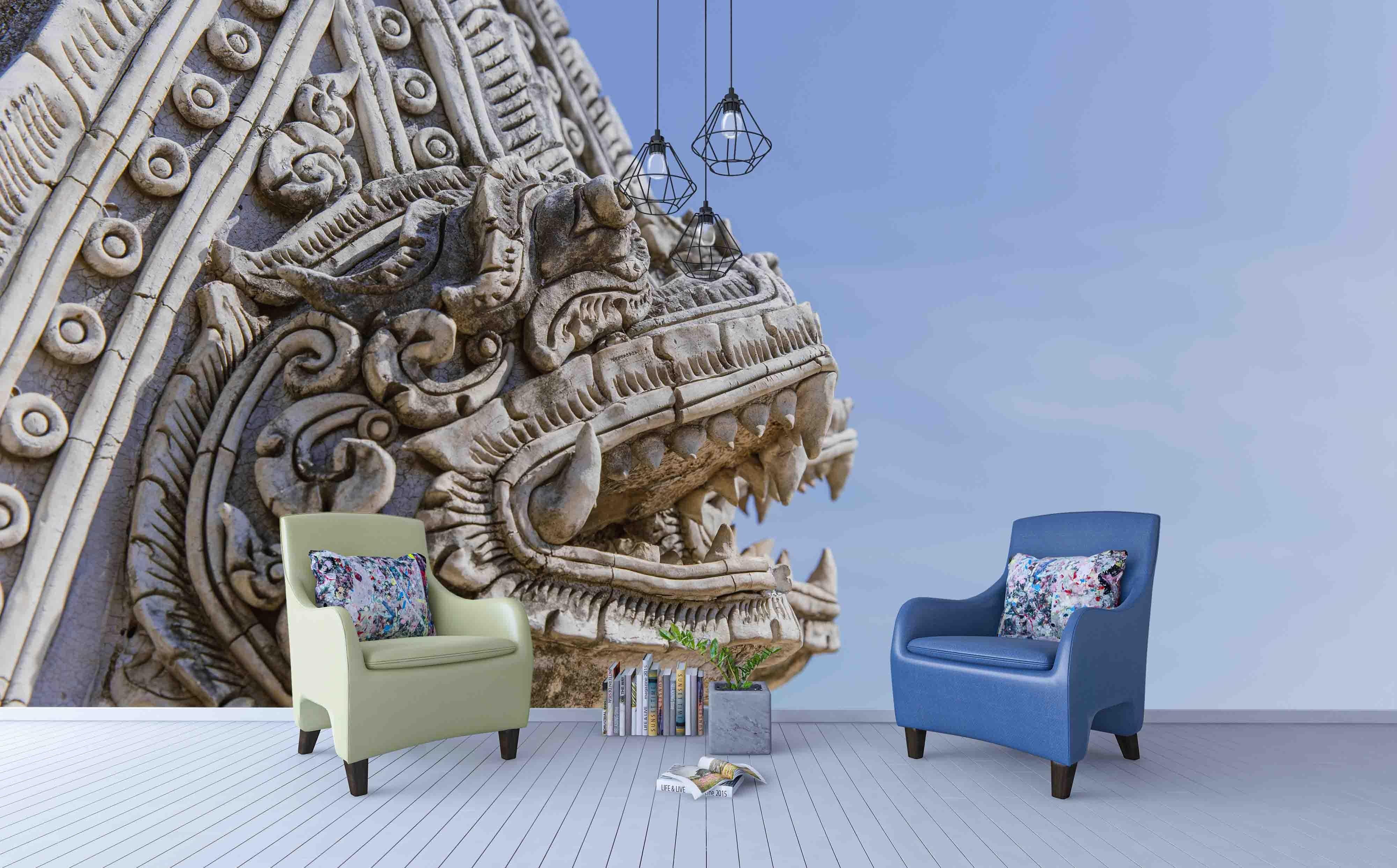 3D Thai Stone Crafts Wall Mural Wallpaper 180- Jess Art Decoration