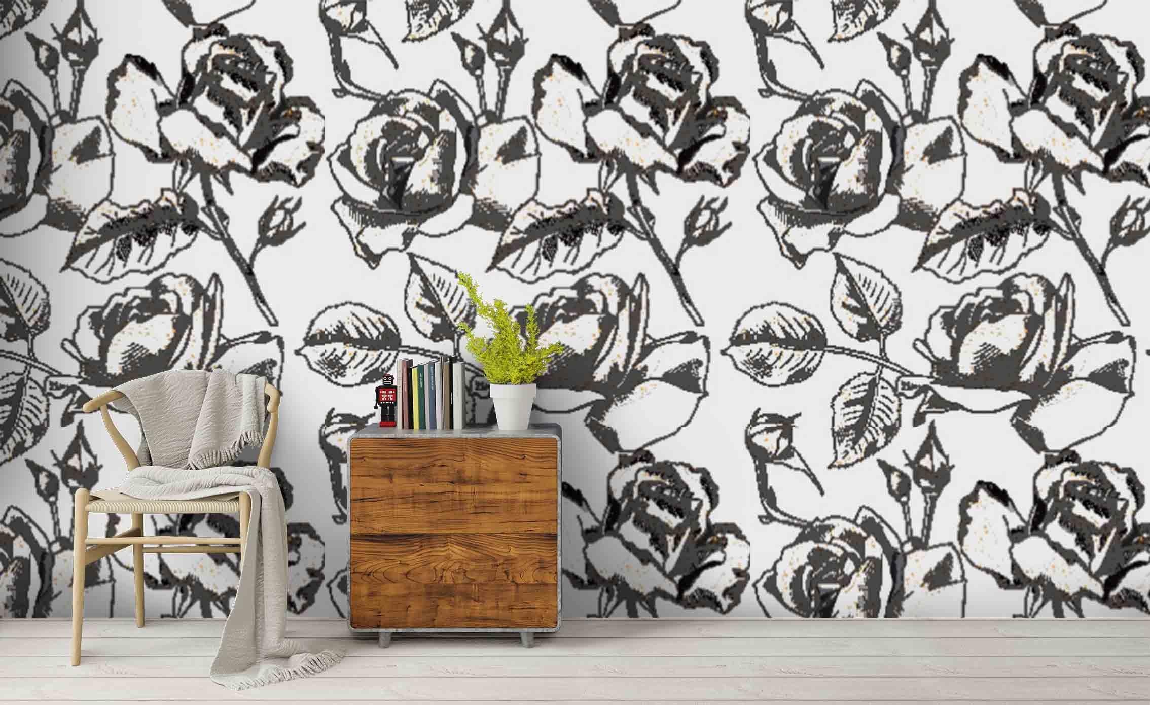 3D Black Floral Pattern Wall Mural Wallpaper 60- Jess Art Decoration