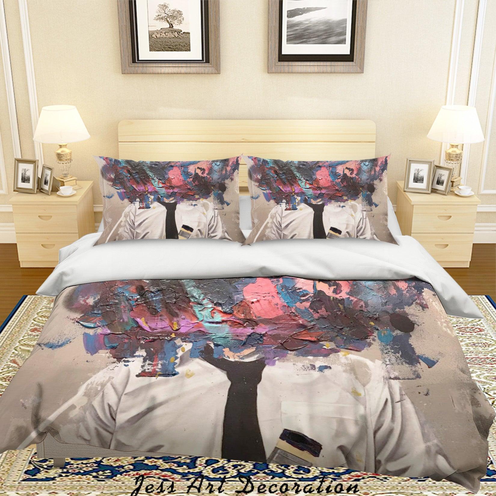 3D Abstract Colorful Tree Plant Quilt Cover Set Bedding Set Duvet Cover Pillowcases LXL- Jess Art Decoration