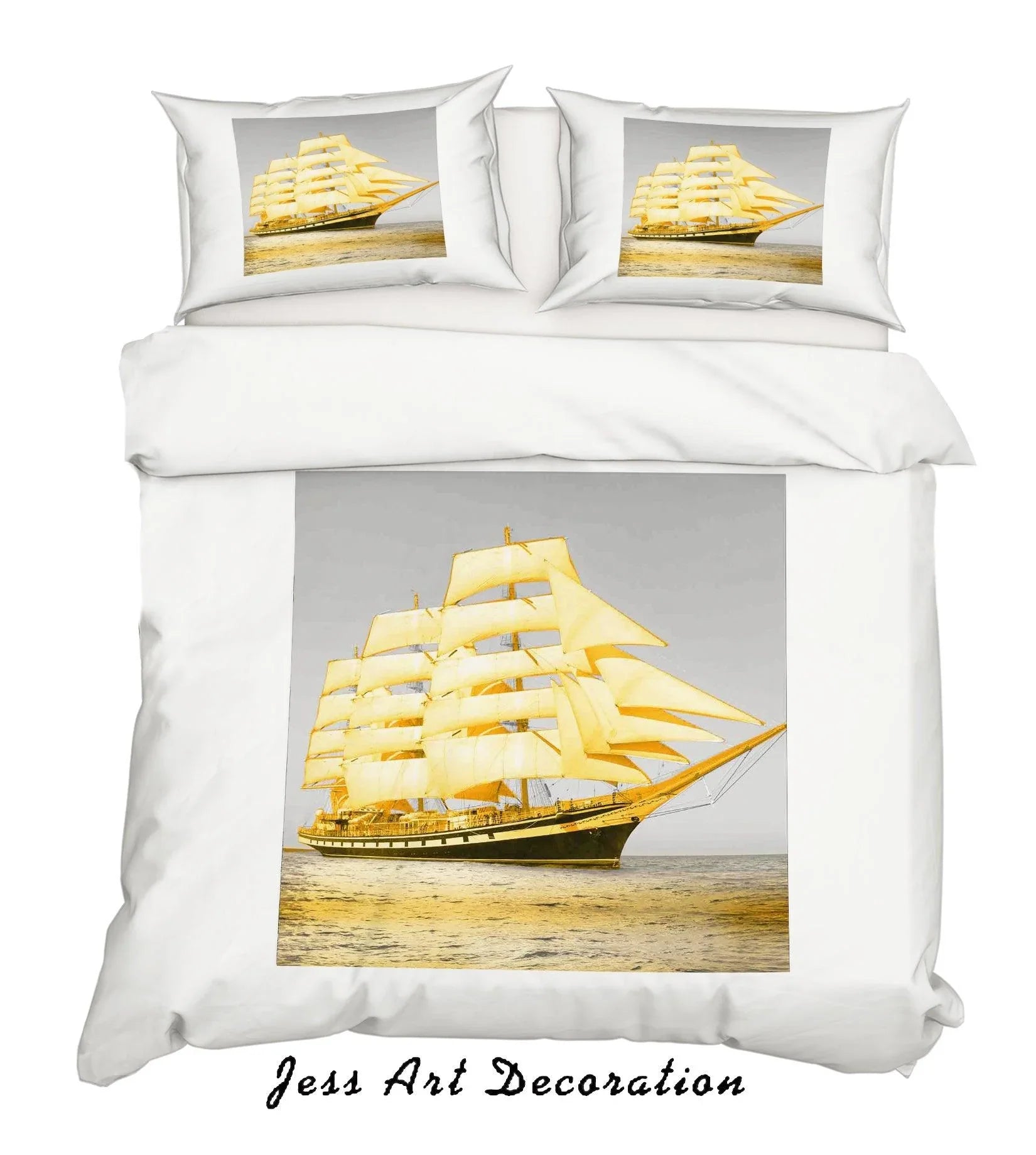3D Sailboat Quilt Cover Set Bedding Set Pillowcases 114- Jess Art Decoration