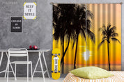3D Landscape Ocean Silhouette Coconut Tree Sunset Curtains and Drapes GD 3751- Jess Art Decoration