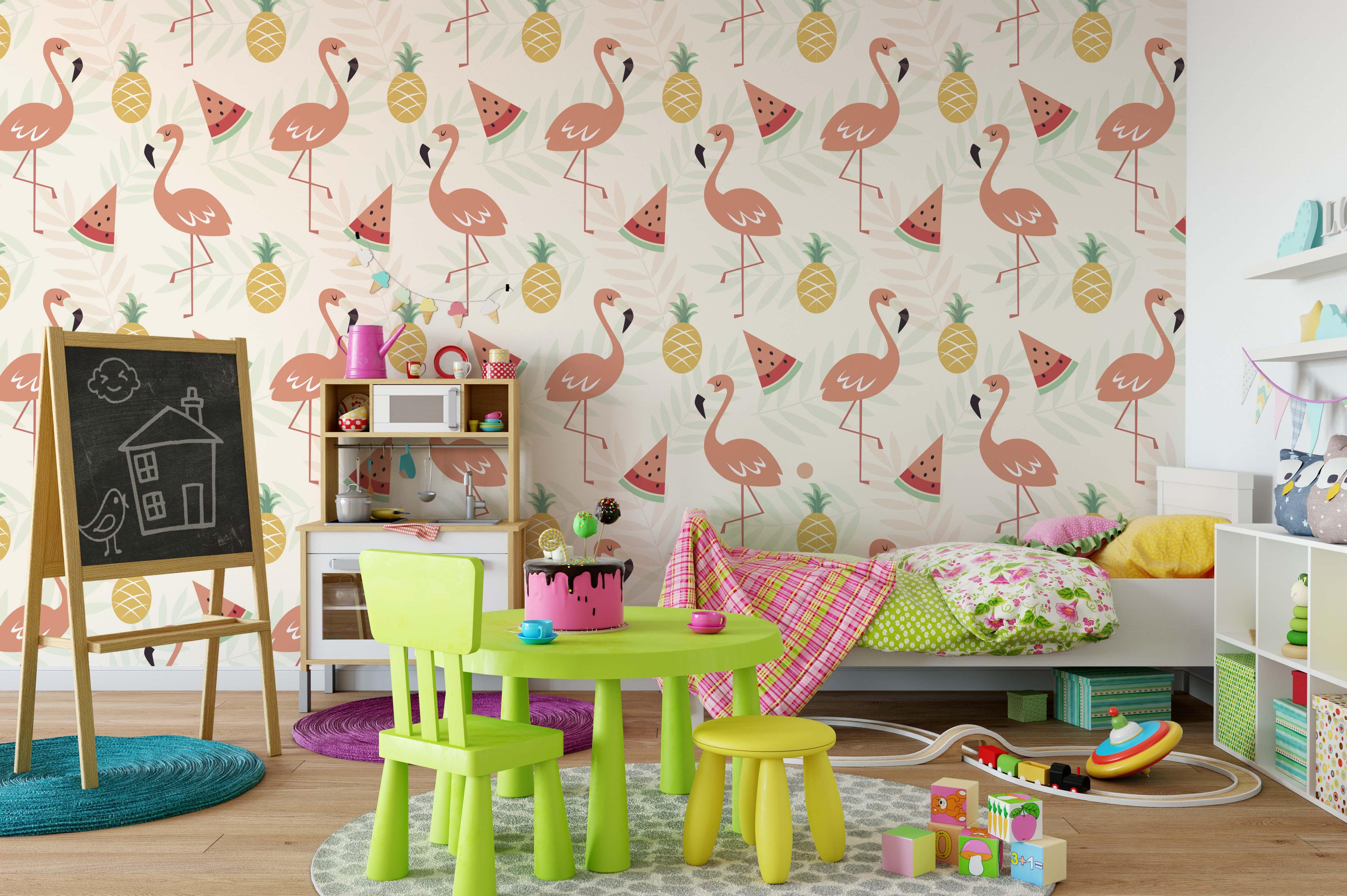 3D Flamingo Pineapple Wall Mural Wallpaper 12- Jess Art Decoration