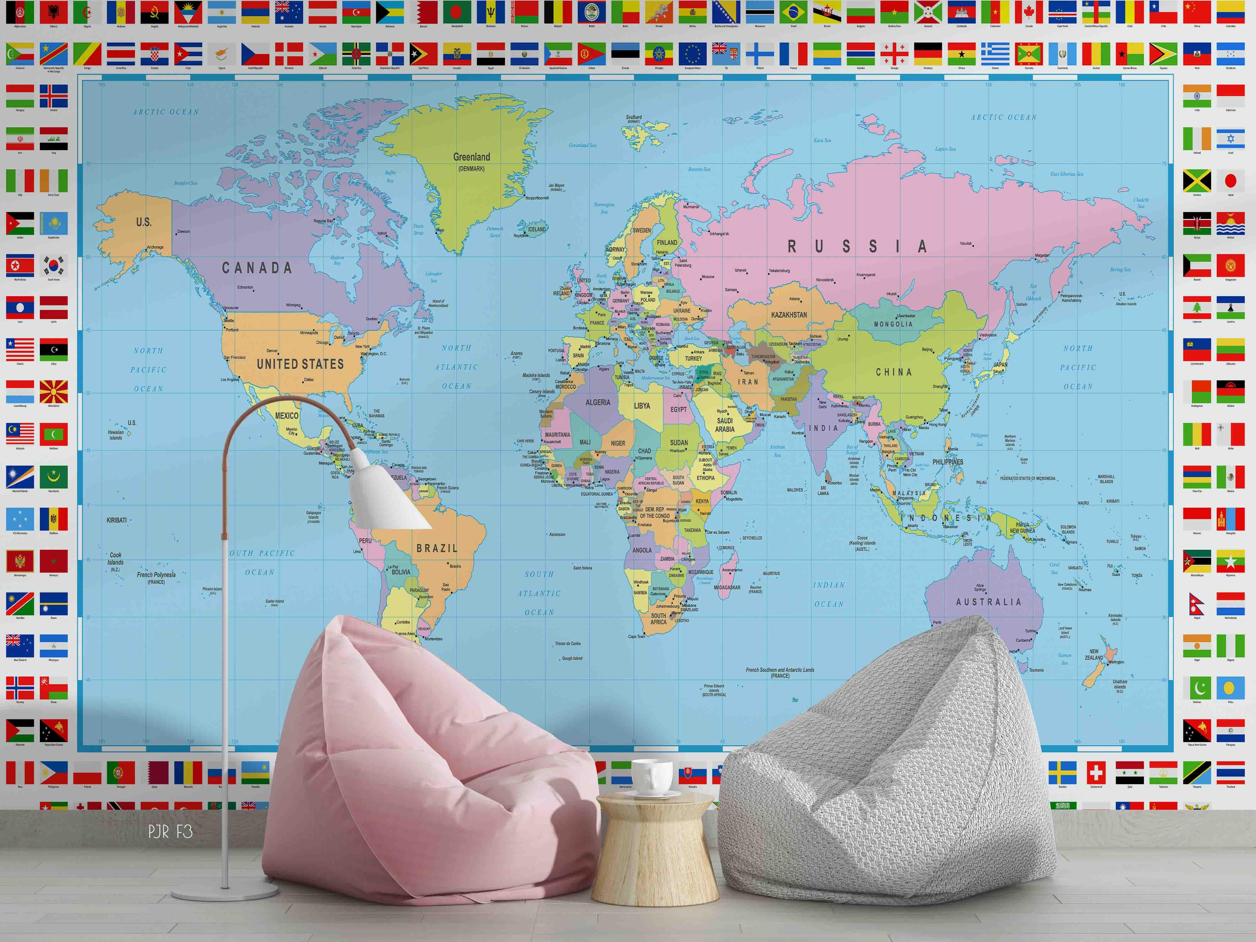 3D Country World Map Wall Mural Wallpaper LXL 667- Jess Art Decoration