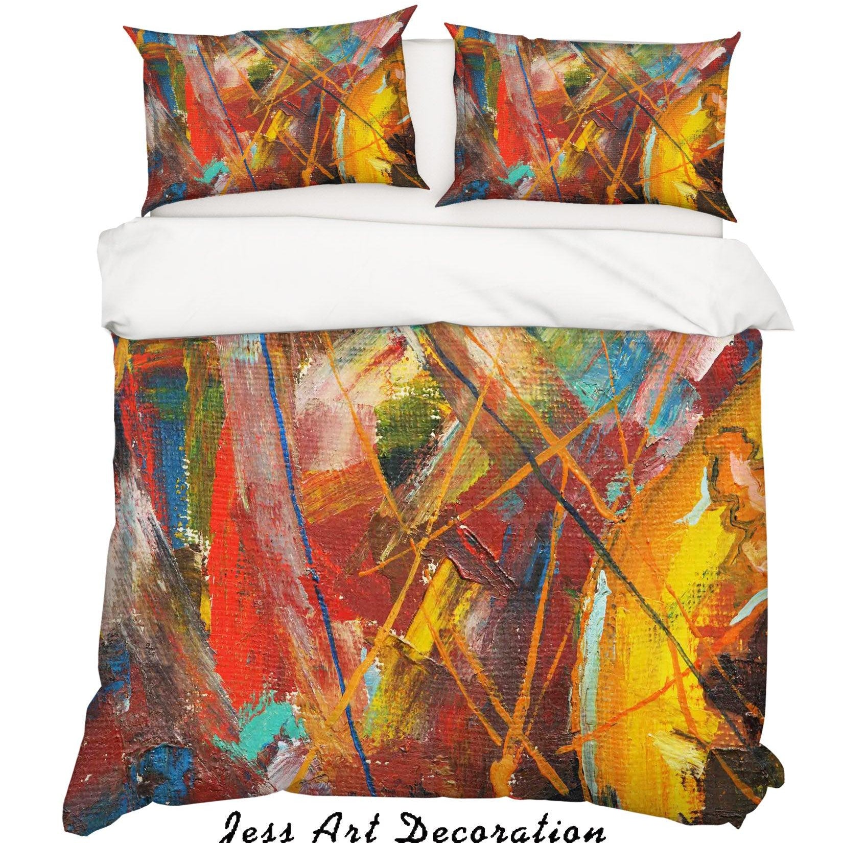 3D Abstract Colorized Oil Painting Quilt Cover Set Bedding Set Pillowcasesn 43- Jess Art Decoration
