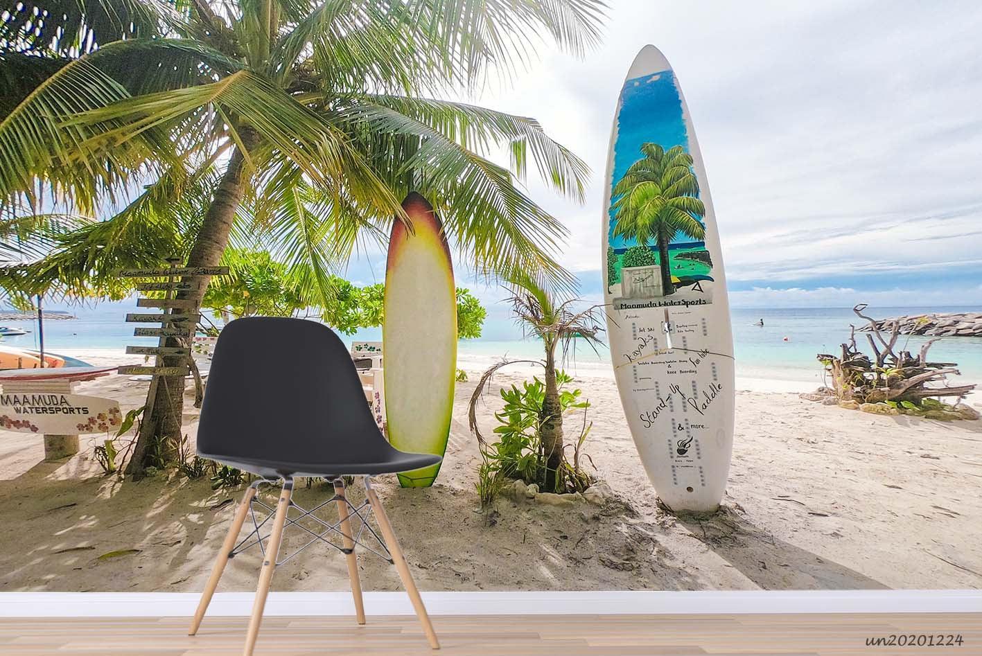 3D Beach Coconut Tree Skateboard Wall Mural Wallpaper LQH 775- Jess Art Decoration