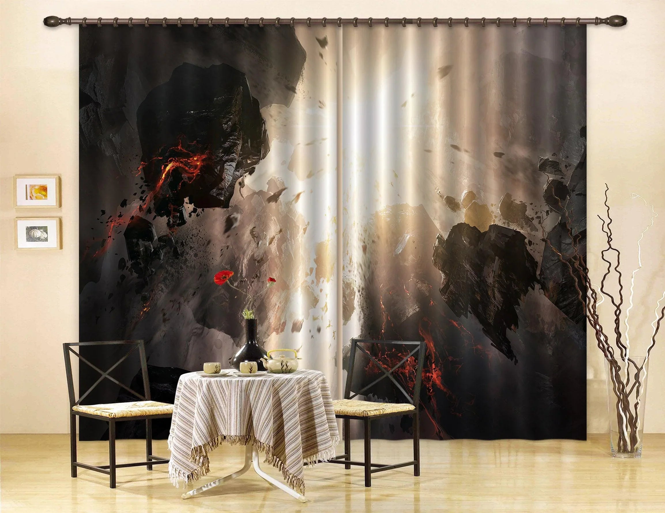 3D Rock Fragments Curtains and Drapes LQH A390- Jess Art Decoration