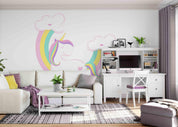 3D Unicorn Clouds Rainbow Wall Mural Wallpaper 16- Jess Art Decoration