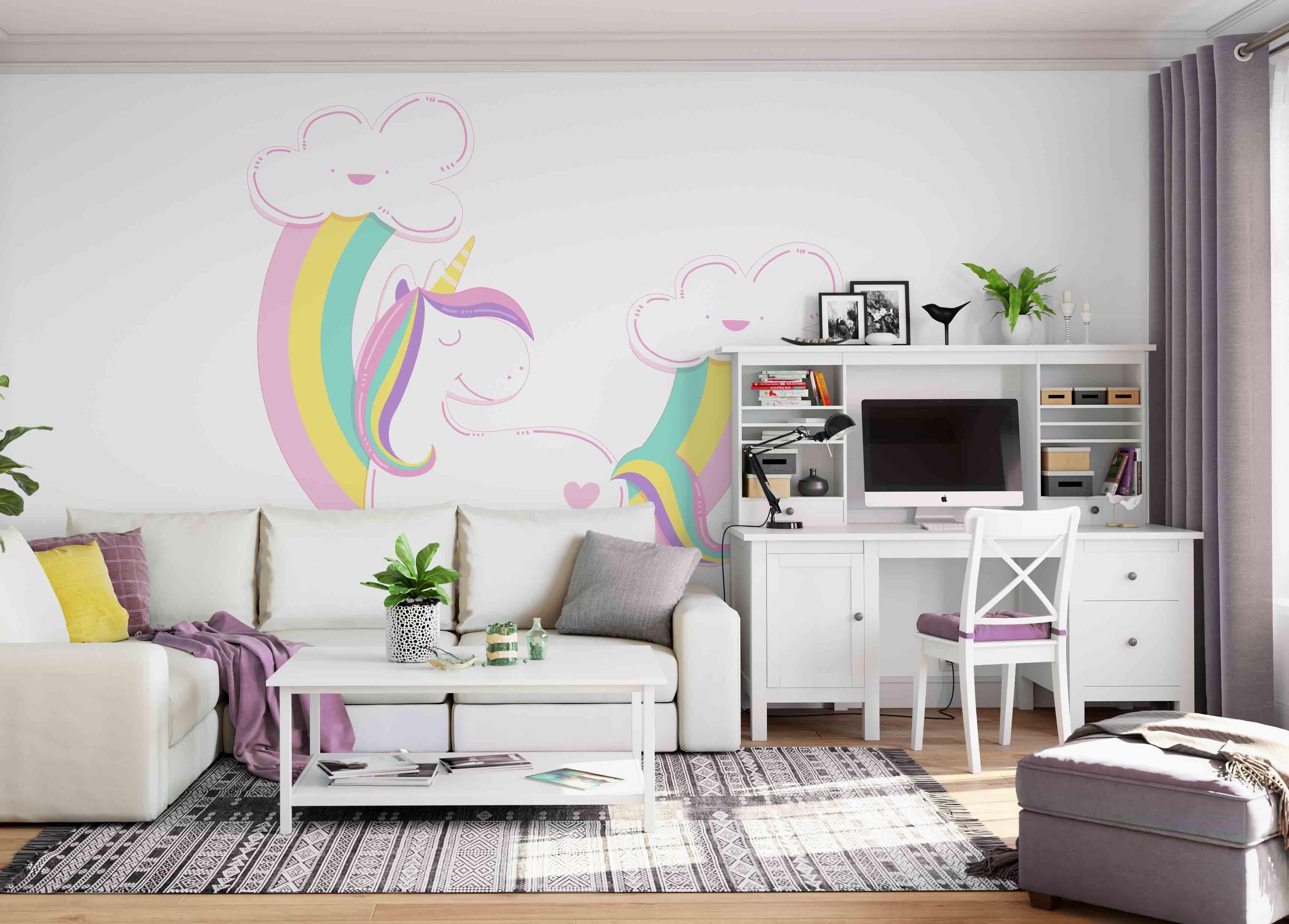 3D Unicorn Clouds Rainbow Wall Mural Wallpaper 16- Jess Art Decoration