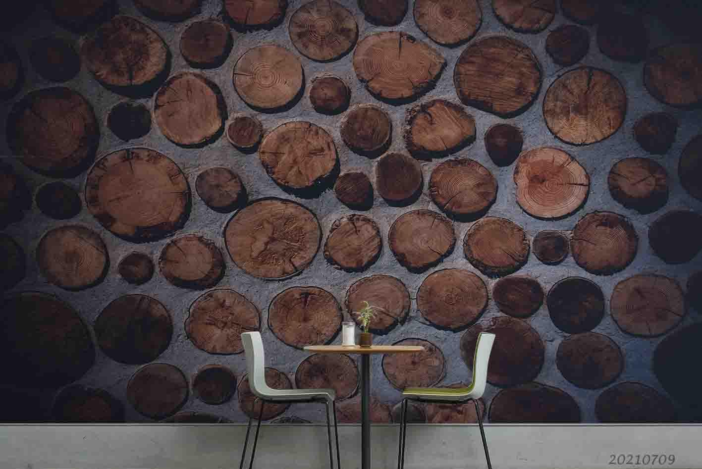 3D Wooden Stump Stacked Wall Mural Wallpaper SWW3972- Jess Art Decoration