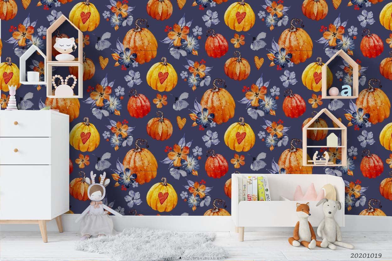 3D Lovely Watercolor Halloween Pattern Wall Mural Wallpaper WJ 9440- Jess Art Decoration