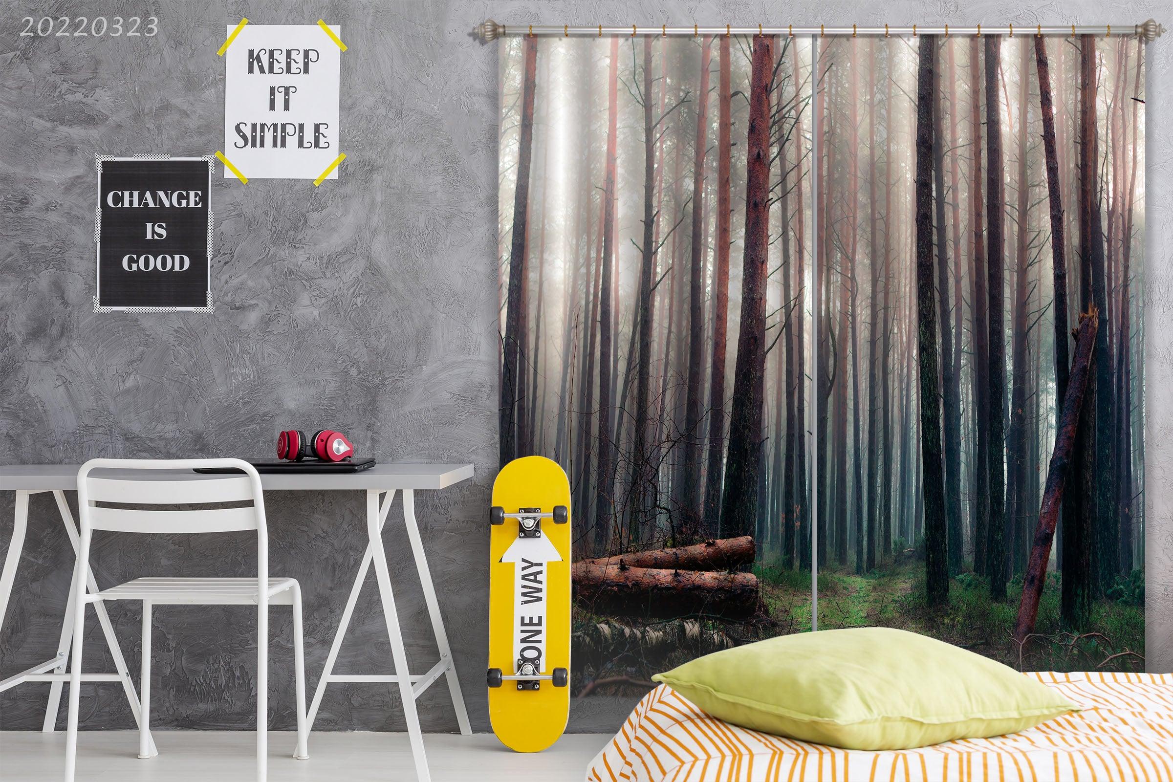 3D Woods Fog Green Grass Scenery Curtains and Drapes GD 2694- Jess Art Decoration