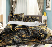 3D Abstract Black Gold Marble Quilt Cover Set Bedding Set Duvet Cover Pillowcases 299- Jess Art Decoration