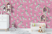 3D Cartoon Animal Dog Pink Wall Mural Wallpaper LQH 44- Jess Art Decoration