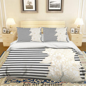 3D White Flower Black Line Quilt Cover Set Bedding Set Pillowcases 158- Jess Art Decoration