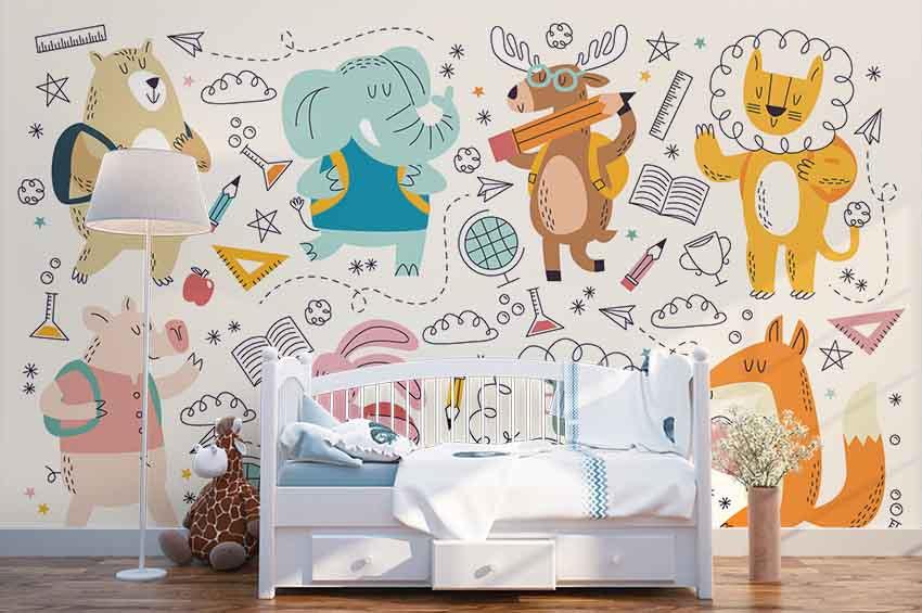 3D Cartoon Animal Pattern Wall Mural Wallpaper 79- Jess Art Decoration