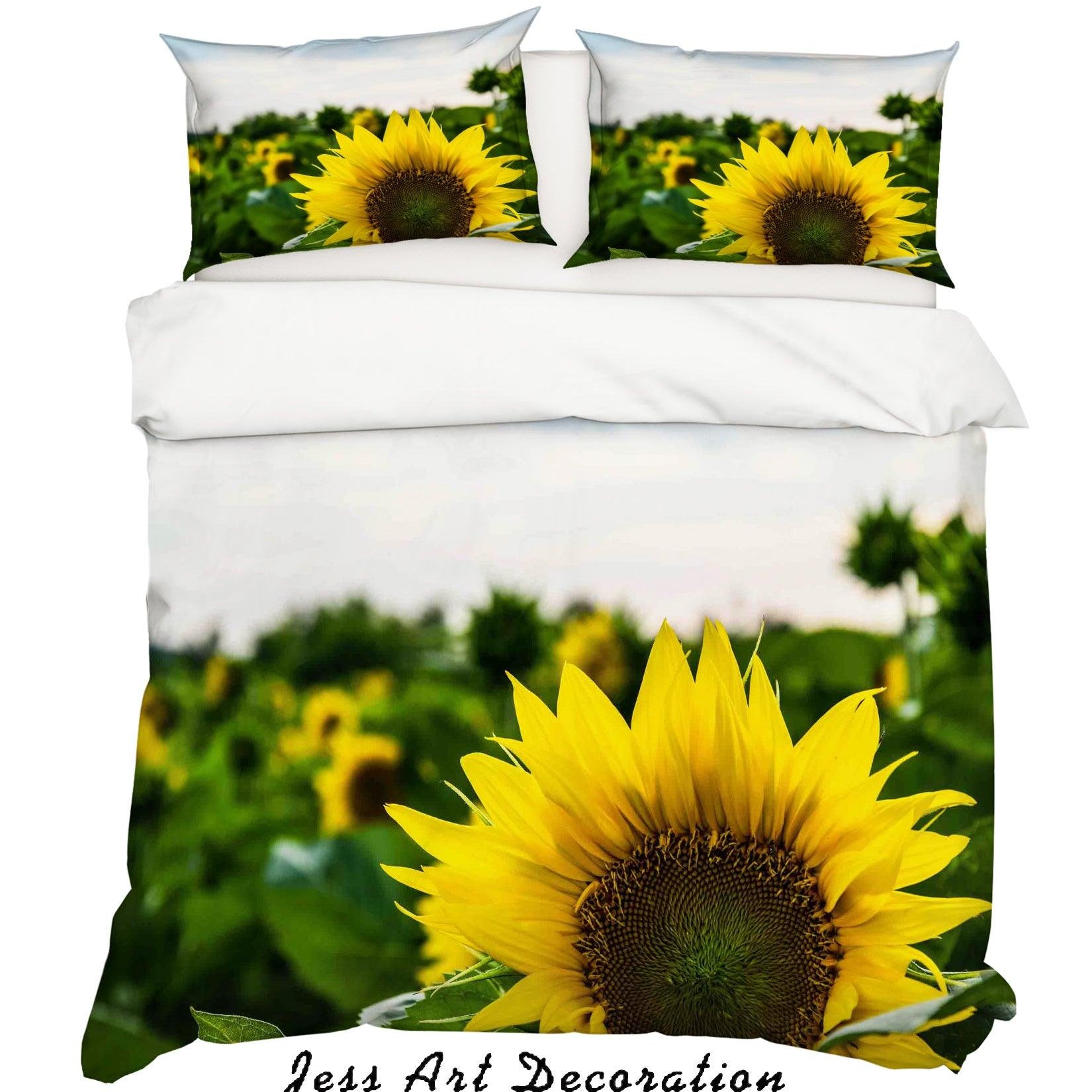 3D Sunflower Yellow Quilt Cover Set Bedding Set Duvet Cover Pillowcases LQH A156- Jess Art Decoration