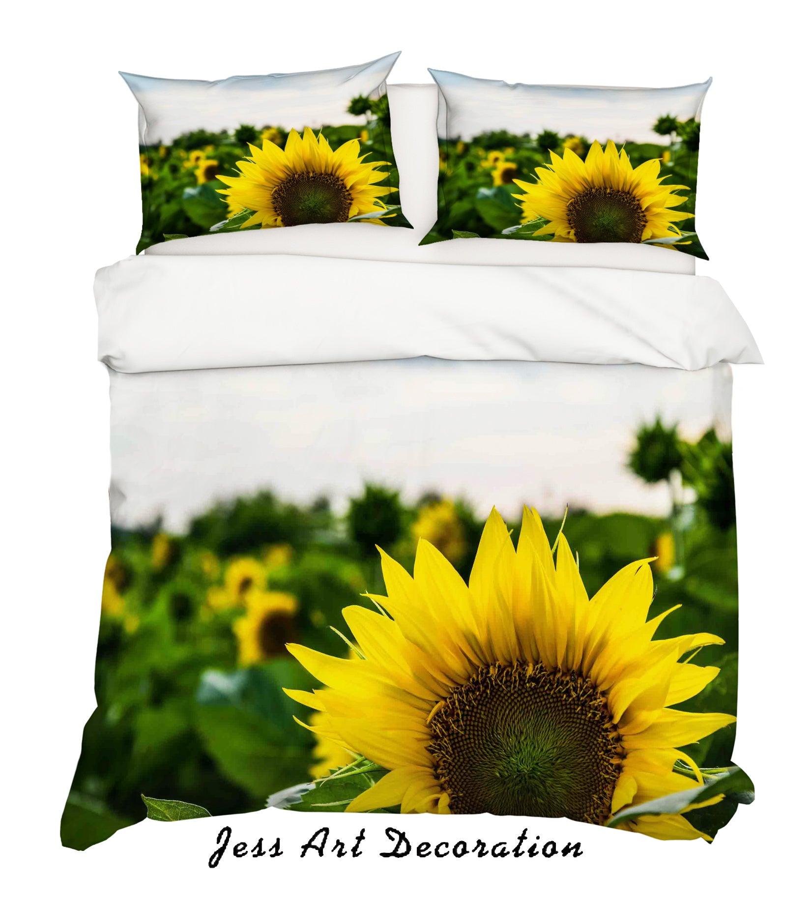 3D Sunflower Yellow Quilt Cover Set Bedding Set Duvet Cover Pillowcases LQH A156- Jess Art Decoration