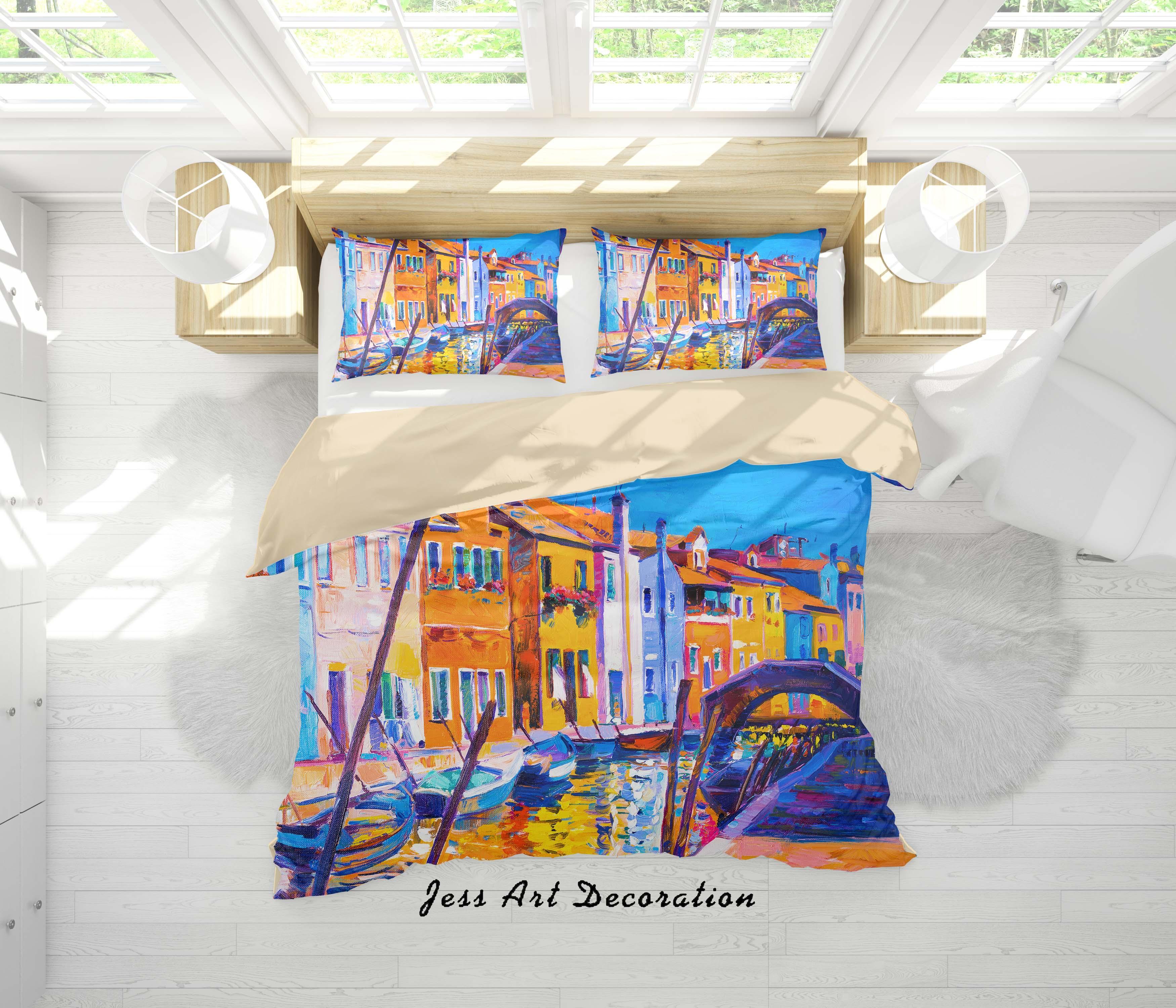 3D Venice Water City Oil Painting Quilt Cover Set Bedding Set Duvet Cover Pillowcases A079 LQH- Jess Art Decoration