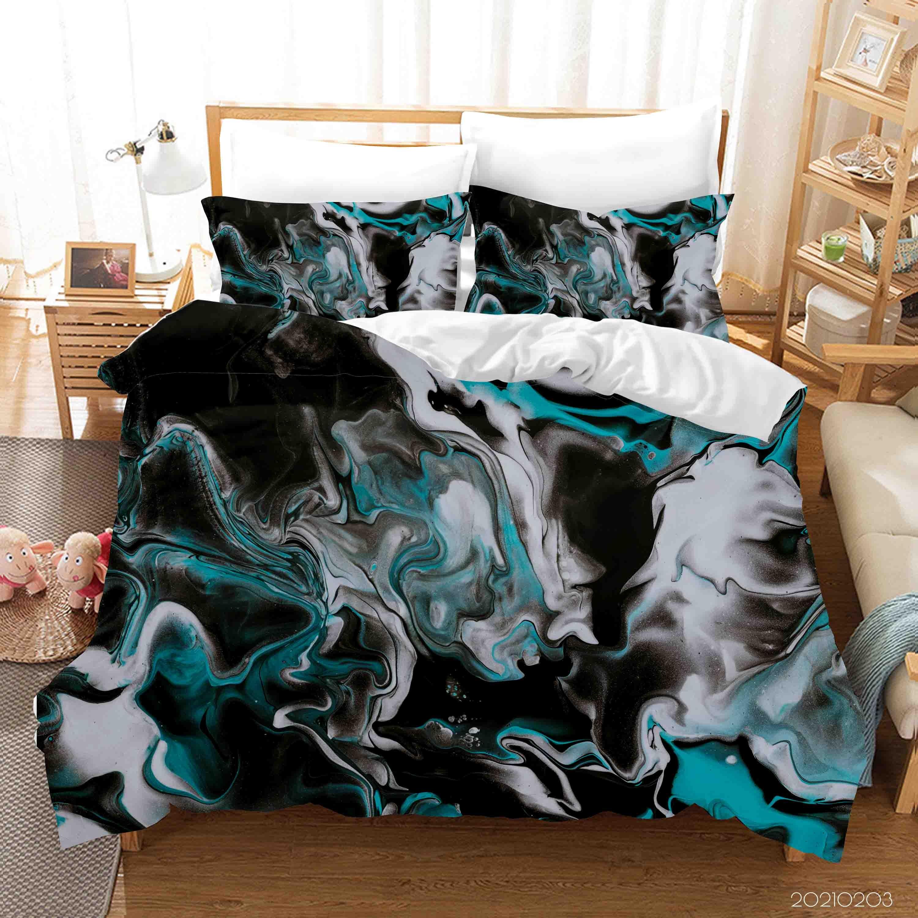 3D Abstract Green Marble Texture Quilt Cover Set Bedding Set Duvet Cover Pillowcases 72- Jess Art Decoration
