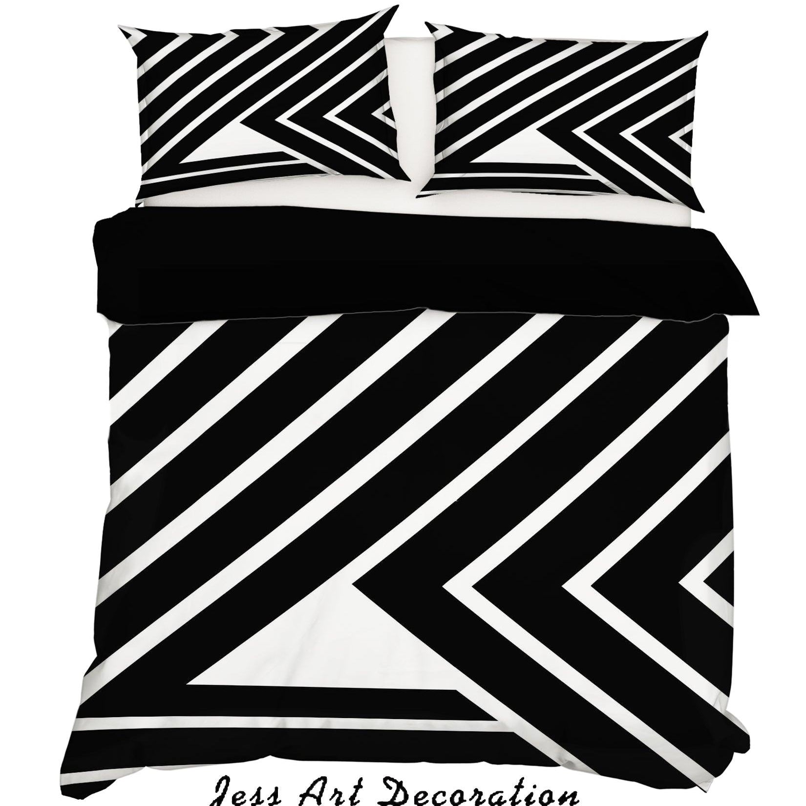 3D White Black Geometric Stripes Quilt Cover Set Bedding Set Pillowcases 21- Jess Art Decoration