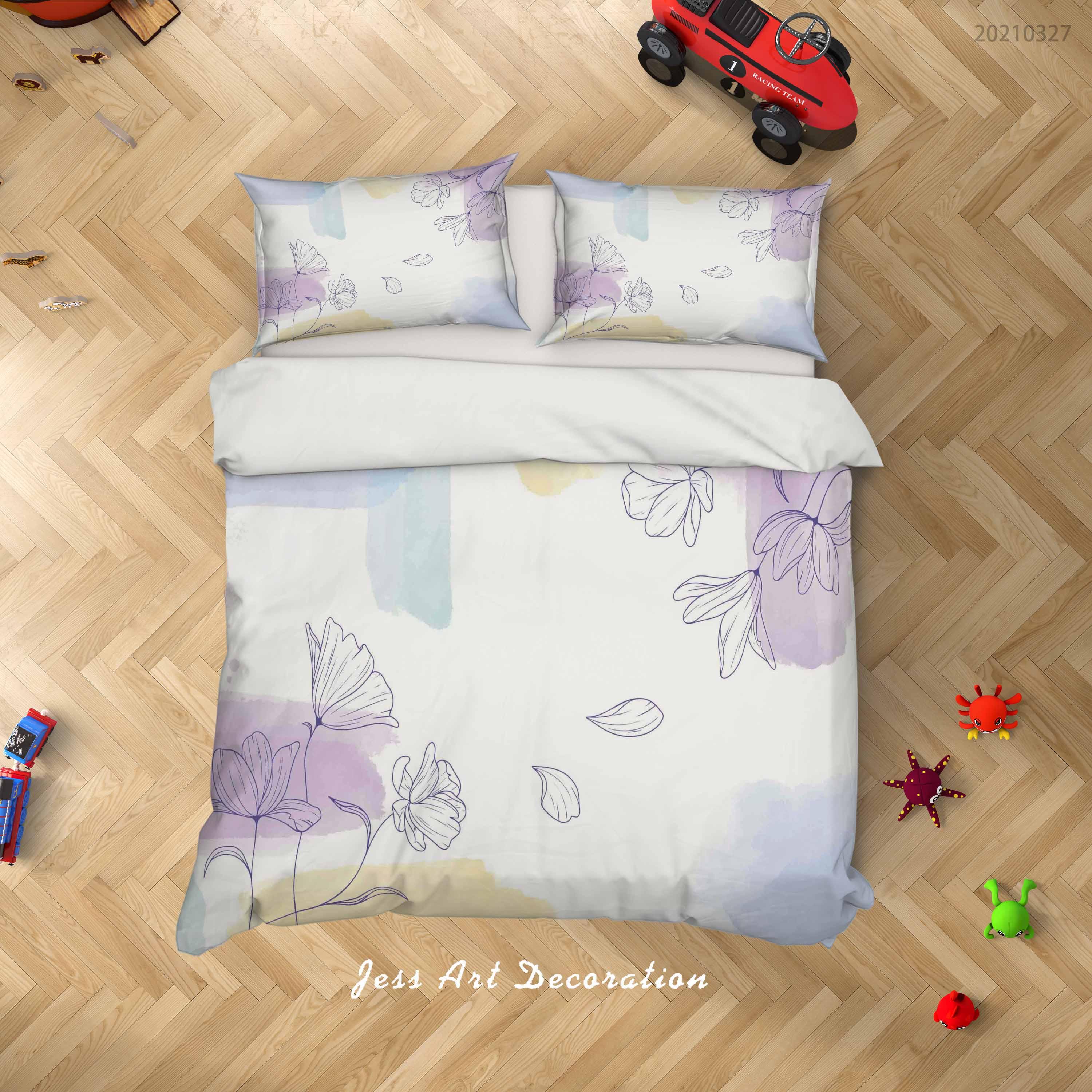 3D Watercolor Floral Quilt Cover Set Bedding Set Duvet Cover Pillowcases 44- Jess Art Decoration