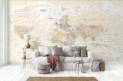 3D light color world map wall mural wallpaper 74- Jess Art Decoration
