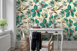 3D Green Flower Bird Wall Mural Wallpaper 91- Jess Art Decoration