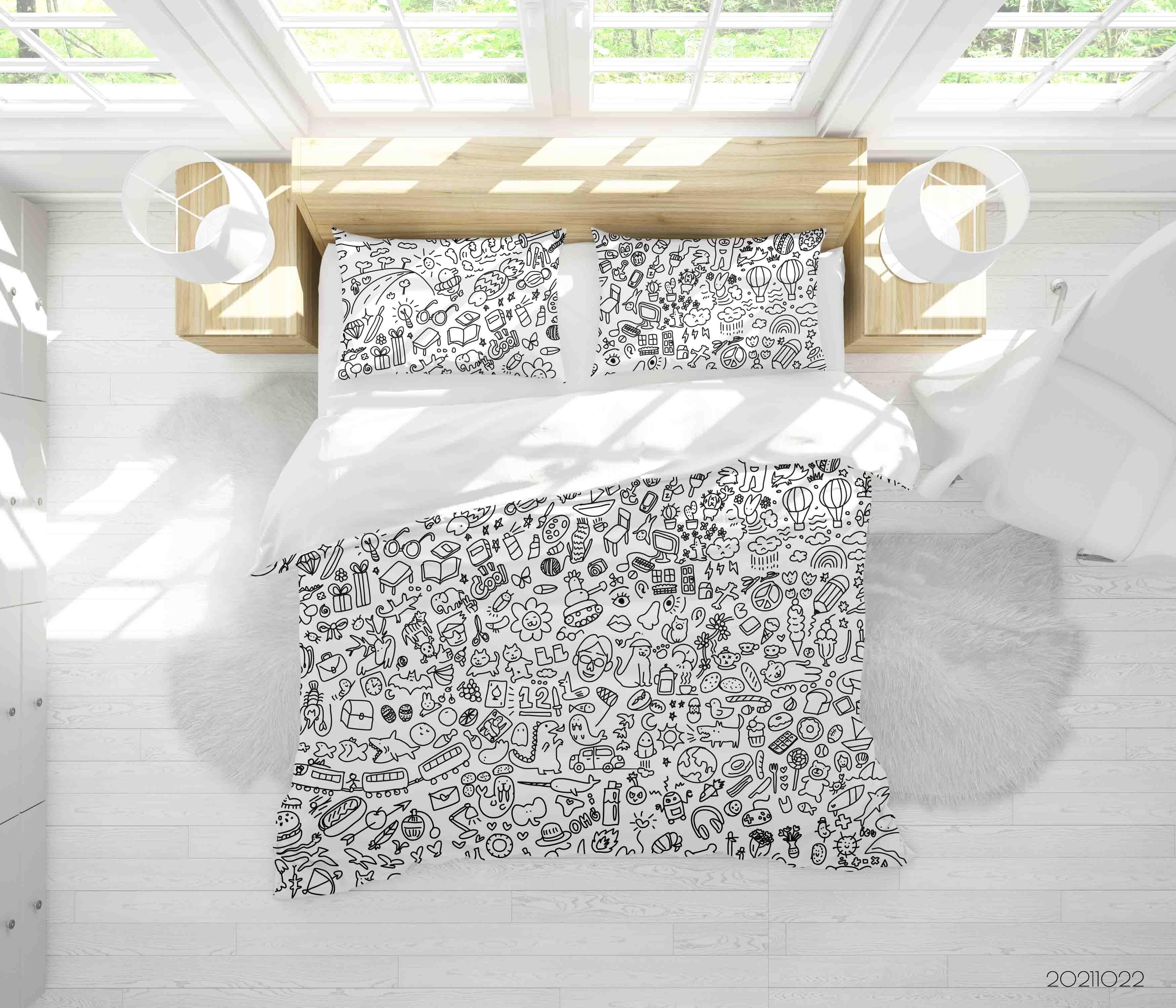 3D Art Illustration Graffiti Quilt Cover Set Bedding Set Duvet Cover Pillowcases 57- Jess Art Decoration