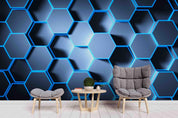 3D Bright Embossed Geometry Figure Hexagon Wall Mural Wallpaper ZY D56- Jess Art Decoration