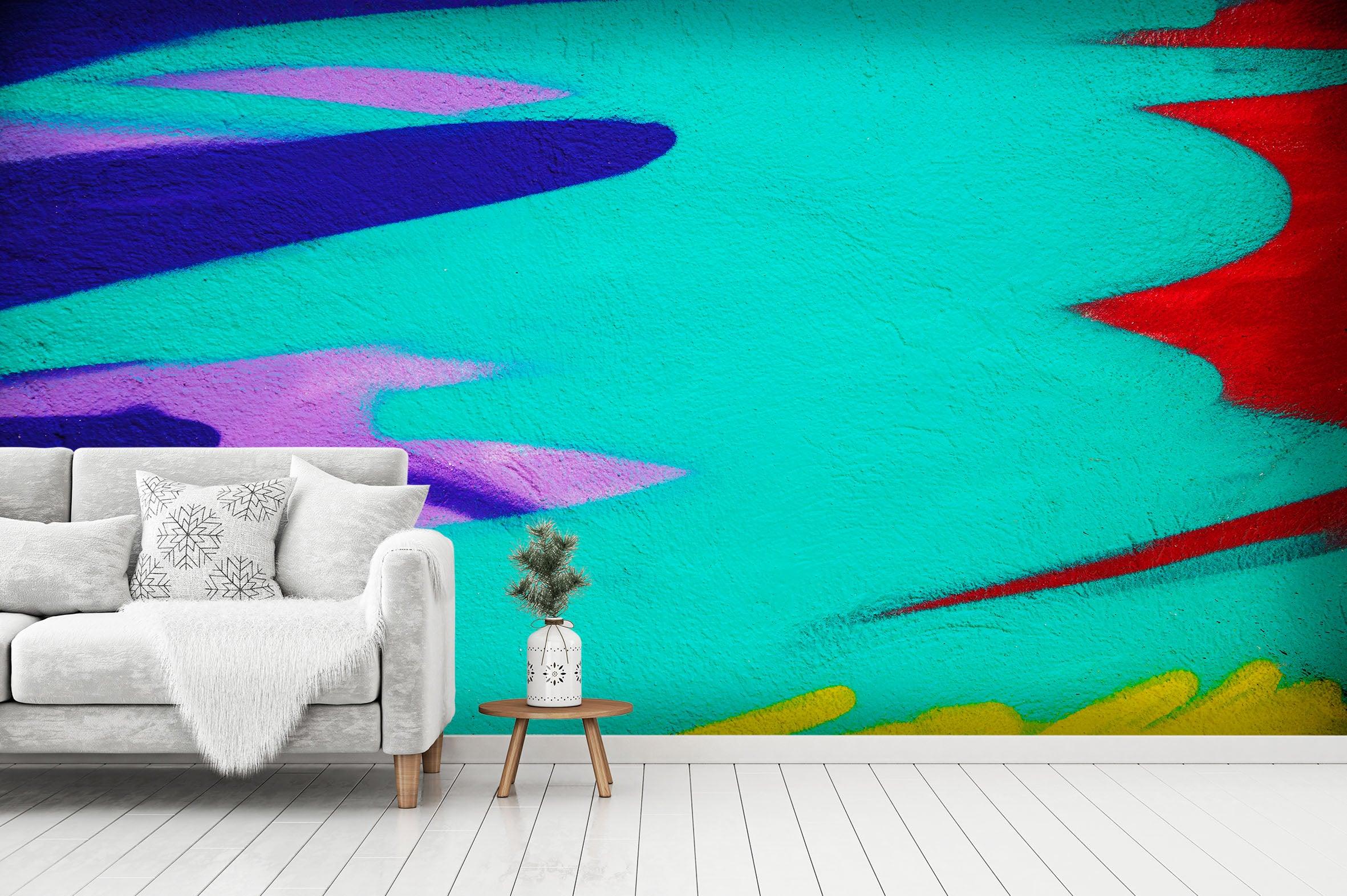 3D Abstract Blue Red Graffiti Wall Mural Wallpaper 58- Jess Art Decoration