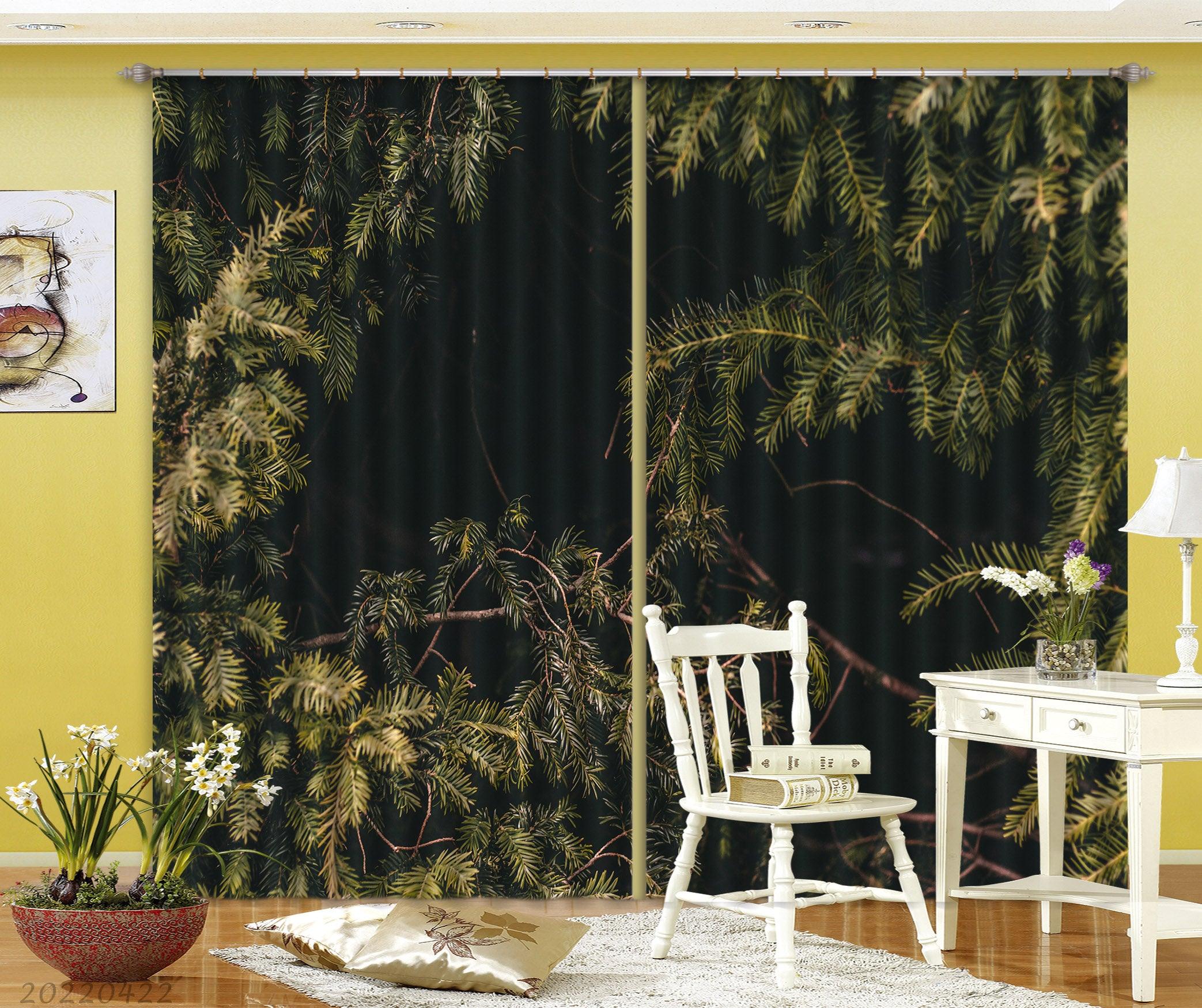 3D Landscape Pine Branch Forest Curtains and Drapes GD 4234- Jess Art Decoration