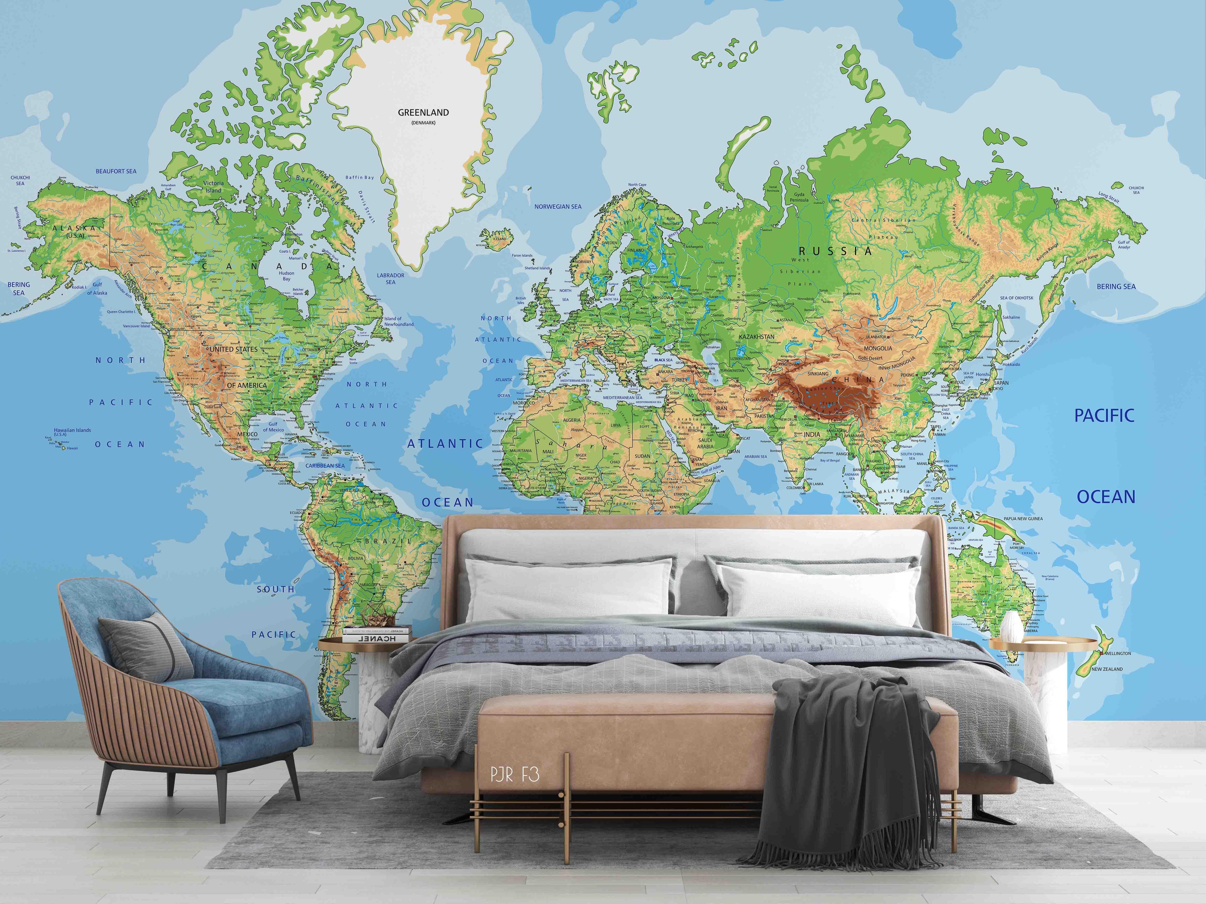3D Colorful World Map Wall Mural Wallpaper LXL 776- Jess Art Decoration