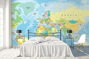 3D blue world flat map wall mural wallpaper 16- Jess Art Decoration