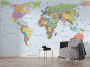 3D Color World Map Wall Mural Wallpaper LQH 63- Jess Art Decoration