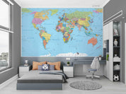 3D Blue World Map Wall Mural Wallpaper LQH 761- Jess Art Decoration